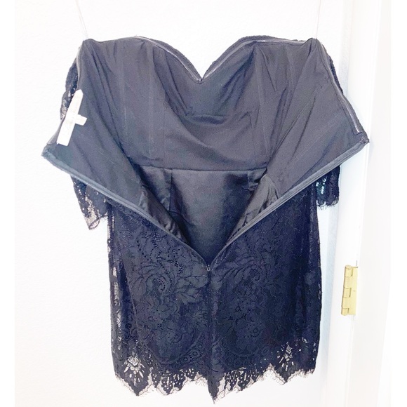 NWT LOVERS + FRIENDS Off the Shoulder Lace Mini Cocktail Dress BLACK SZ: Small - Picture 11 of 13
